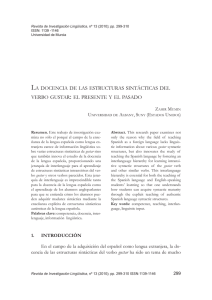 la docencia de las estructuras sintácticas del verbo gustar
