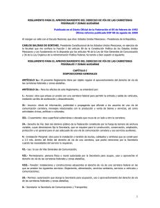 Reglamento para el aprovechamiento del derecho de v&iacute;a de las