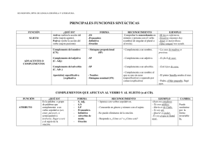 PRINCIPALES FUNCIONES SINTÁCTICAS