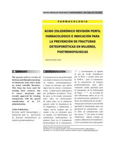 ÁCIdO ZOLEdRónICO REVISIón PERFIL FARMACOLóGICO E