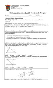 PSU Matemática NM-4 Guía 21: Semejanza de Triángulos
