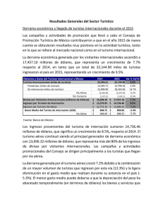 Resultados Generales del Sector Tur&iacute;stico Derrama econ&oacute;mica y