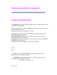 Teoría elemental de conjuntos Lógica proposicional