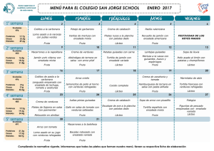 MENÚ PARA EL COLEGIO SAN JORGE SCHOOL ENERO 2017