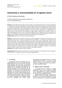 Autonomía y emocionalidad en el agente moral