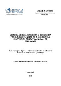 memoria verbal inmediata y conciencia fonológica en niños de 5