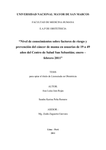 “Nivel de conocimientos sobre factores de riesgo y prevención del