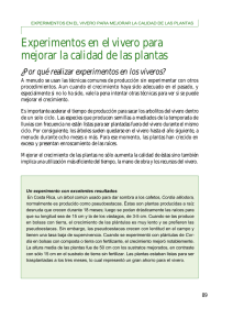 Experimentos en el vivero para mejorar la calidad de las plantas