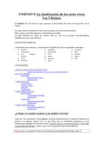 UNIDAD 2: La clasificación de los seres vivos. Los 5 Reinos.