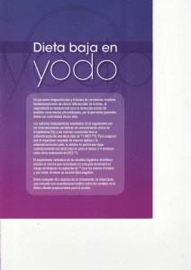 Recomendación de dieta baja en yodo para pacientes en rastro de