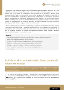 La Vida en el Escenario también forma parte de la educación musical