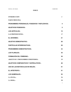 1 INDICE INTRODUCCION 3 PARTE PRINCIPAL PRONOMBRES
