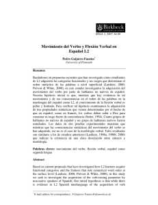 Movimiento del Verbo y Flexión Verbal en Español L2