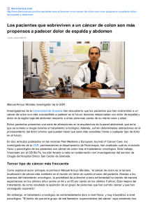 Los pacientes que sobreviven a un c&aacute;ncer de colon son m&aacute;s