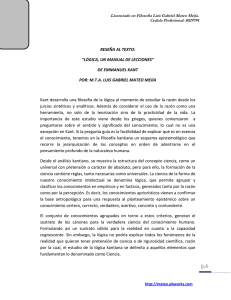 RESEÑA AL TEXTO: “LÓGICA, UN MANUAL DE LECCIONES” DE