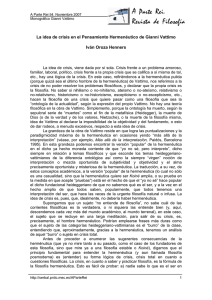 La idea de crisis en el Pensamiento Hermenéutico de Gianni Vattimo.