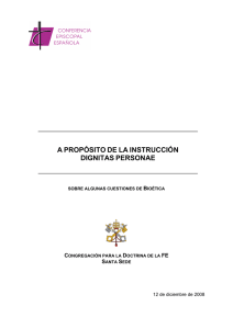 A PROPÓSITO DE LA INSTRUCCIÓN DIGNITAS PERSONAE