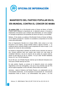 manifiesto del partido popular en el día mundial contra el cáncer de