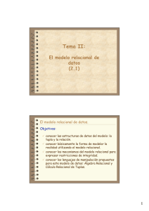 2.1 Modelo relacional de datos (Aproximación algebraica)