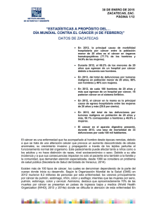 Estadísticas a propósito del Día Mundial Contra el Cancer