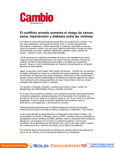 El conflicto armado aumenta el riesgo de c&aacute;ncer, asma