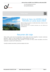 Oferta de Viaje a las AZORES Isla de TERCEIRA con salida desde