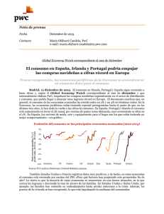 El consumo en Espa&ntilde;a, Irlanda y Portugal podr&iacute;a empujar las