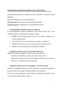 MICROORGANISMOS DE IMPORTANCIA INDUSTRIAL