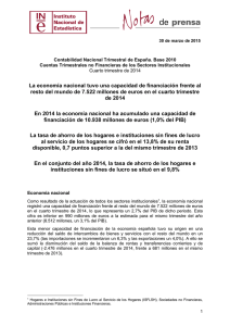 La economía nacional tuvo una capacidad de financiación frente al