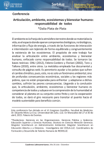 Articulaci&oacute;n, ambiente, ecosistemas y bienestar humano