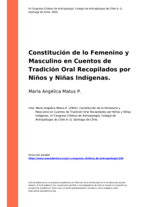 Constitución de lo Femenino y Masculino en Cuentos de Tradición