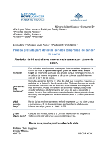 Prueba gratuita para detectar señales tempranas de cáncer de colon