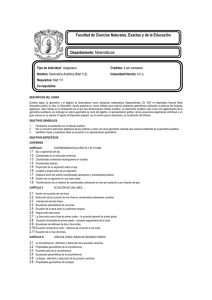 Departamento: Matemáticas Facultad de Ciencias Naturales