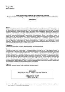 Comprender las relaciones internacionales desde la religión