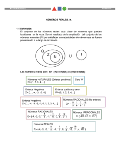 NÚMEROS REALES. ℜ. 1.1 Definición El conjunto de los números