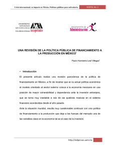 una revisión de la política pública de financiamiento a la producción