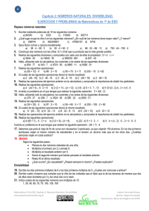 Capítulo 2: NÚMEROS NATURALES. DIVISIBILIDAD. EJERCICIOS