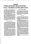 Crítica situación de la empresa Ford. Venderá coches para Cuba