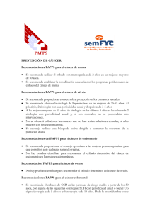 PREVENCI&Oacute;N DE C&Aacute;NCER. Recomendaciones PAPPS para el