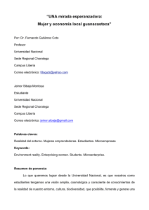 “UNA mirada esperanzadora: Mujer y economía local guanacasteca”