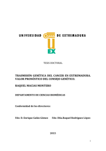 Trasmisión genética del cáncer en Extremadura. Valor