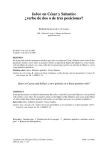 Iubeo en César y Salustio: ¿verbo de dos o de tres posiciones?