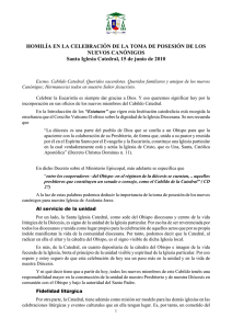 HOMILÍA en la celebración de la toma de posesión de los nuevos