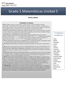 Grado 1 Matemáticas Unidad 5