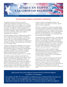 ATAQUE EN EGIPTO A LA LIBERTAD RELIGIOSA
