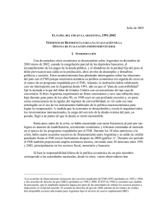 El papel del FMI en la Argentina, 1991-2002, Julio de 2003