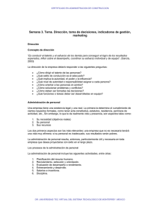 Semana 3. Tema. Dirección, toma de decisiones, indicadores de