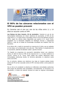 El 90% de los cánceres relacionados con el VPH se pueden prevenir