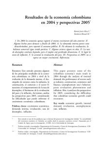 Resultados de la economía colombiana en 2004 y perspectivas 2005*