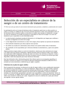 Selecci&oacute;n de un especialista en c&aacute;ncer de la sangre o de un centro